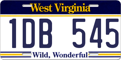 WV license plate 1DB545