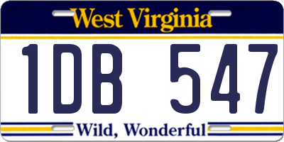 WV license plate 1DB547