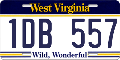 WV license plate 1DB557