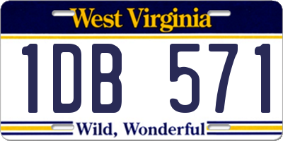 WV license plate 1DB571