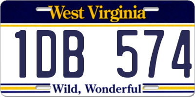 WV license plate 1DB574