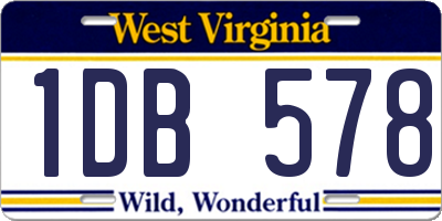 WV license plate 1DB578