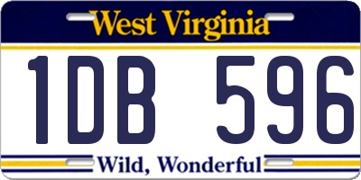 WV license plate 1DB596
