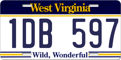 WV license plate 1DB597