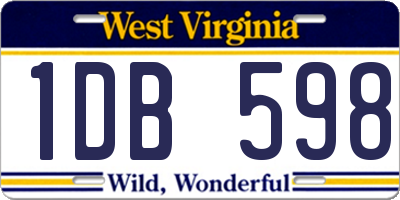 WV license plate 1DB598