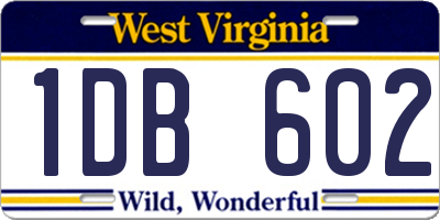 WV license plate 1DB602