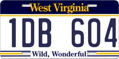 WV license plate 1DB604