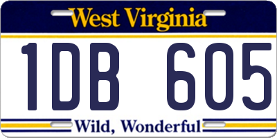 WV license plate 1DB605
