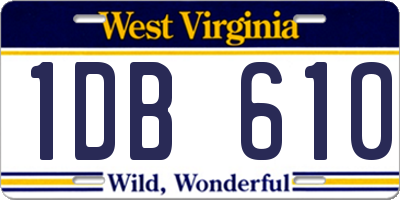 WV license plate 1DB610