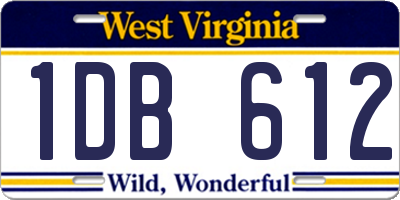 WV license plate 1DB612