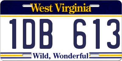 WV license plate 1DB613