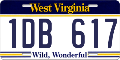 WV license plate 1DB617