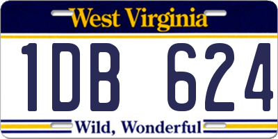 WV license plate 1DB624