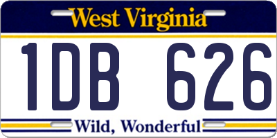 WV license plate 1DB626