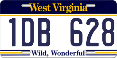 WV license plate 1DB628