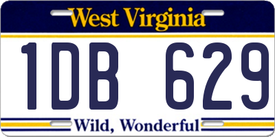WV license plate 1DB629