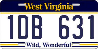 WV license plate 1DB631