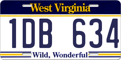 WV license plate 1DB634