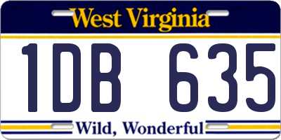 WV license plate 1DB635