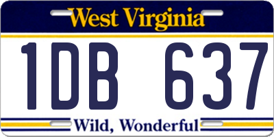 WV license plate 1DB637