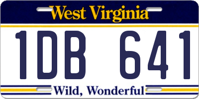 WV license plate 1DB641