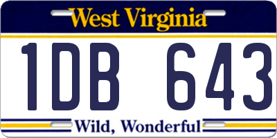 WV license plate 1DB643