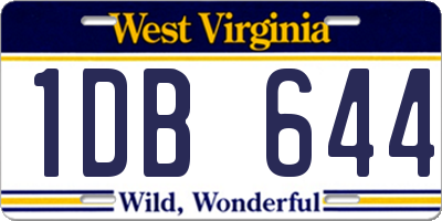 WV license plate 1DB644