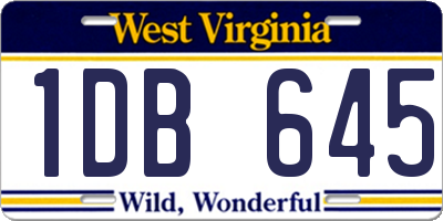 WV license plate 1DB645