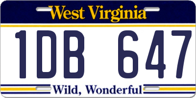 WV license plate 1DB647