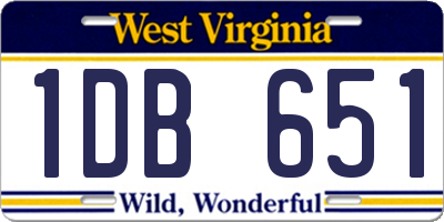 WV license plate 1DB651