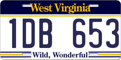 WV license plate 1DB653