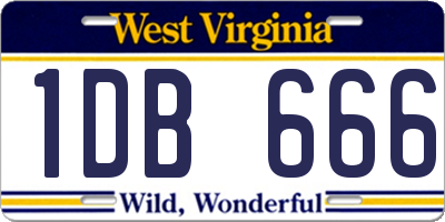 WV license plate 1DB666
