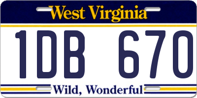 WV license plate 1DB670