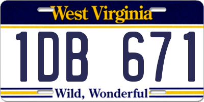WV license plate 1DB671