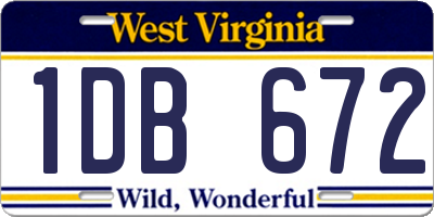WV license plate 1DB672