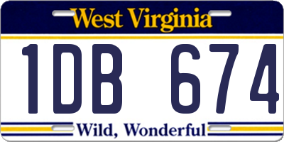 WV license plate 1DB674