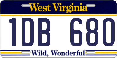 WV license plate 1DB680