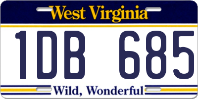 WV license plate 1DB685
