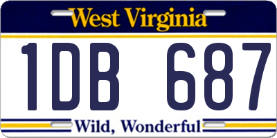 WV license plate 1DB687