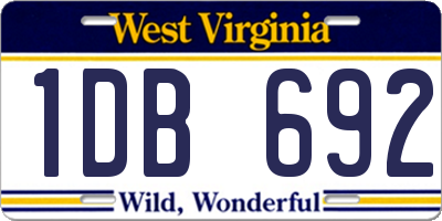 WV license plate 1DB692
