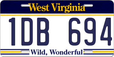 WV license plate 1DB694