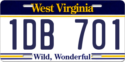 WV license plate 1DB701