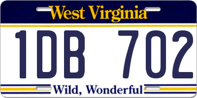 WV license plate 1DB702
