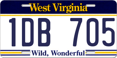 WV license plate 1DB705