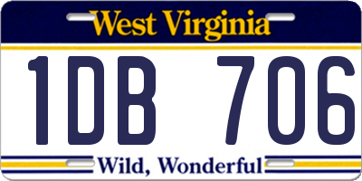 WV license plate 1DB706