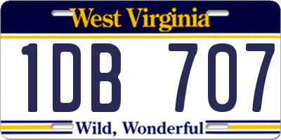 WV license plate 1DB707