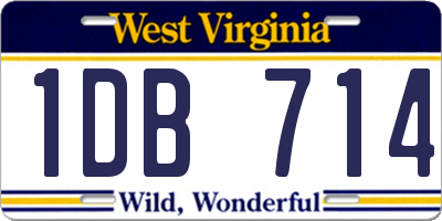 WV license plate 1DB714