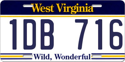 WV license plate 1DB716