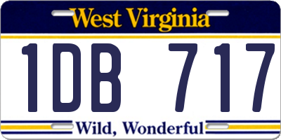 WV license plate 1DB717
