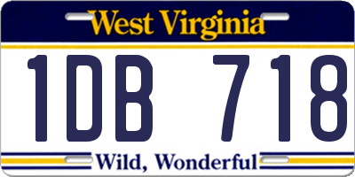 WV license plate 1DB718